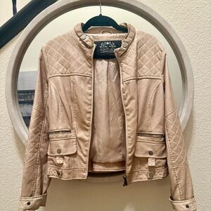 Blanc Noir Tan Women’s Faux Leather Moto Jacket